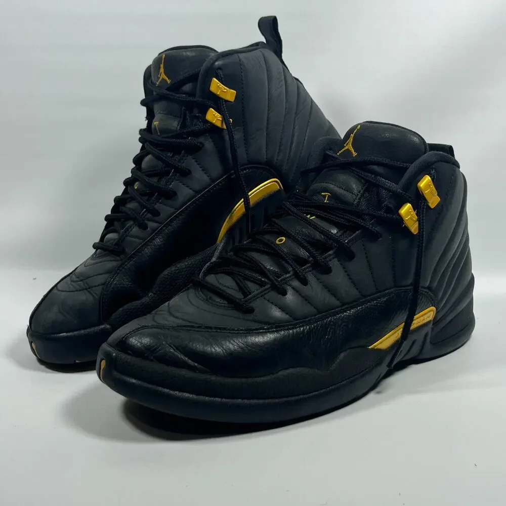 NIKE Air Jordan 12 Sneakers Mens 11.5 Retro Black Taxi Leather CT8013-071 Black